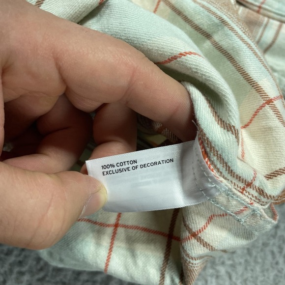 Duluth Trading Shirt Womens Small Green Brown Plaid Free Swingin Flannel Cotton - Picture 10 of 11